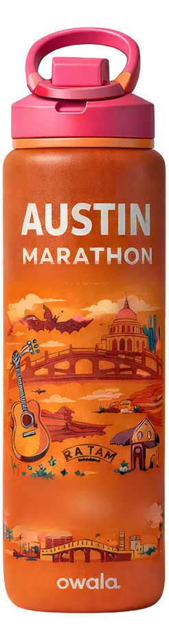 The Austin Marathon race-edition Owala bottle